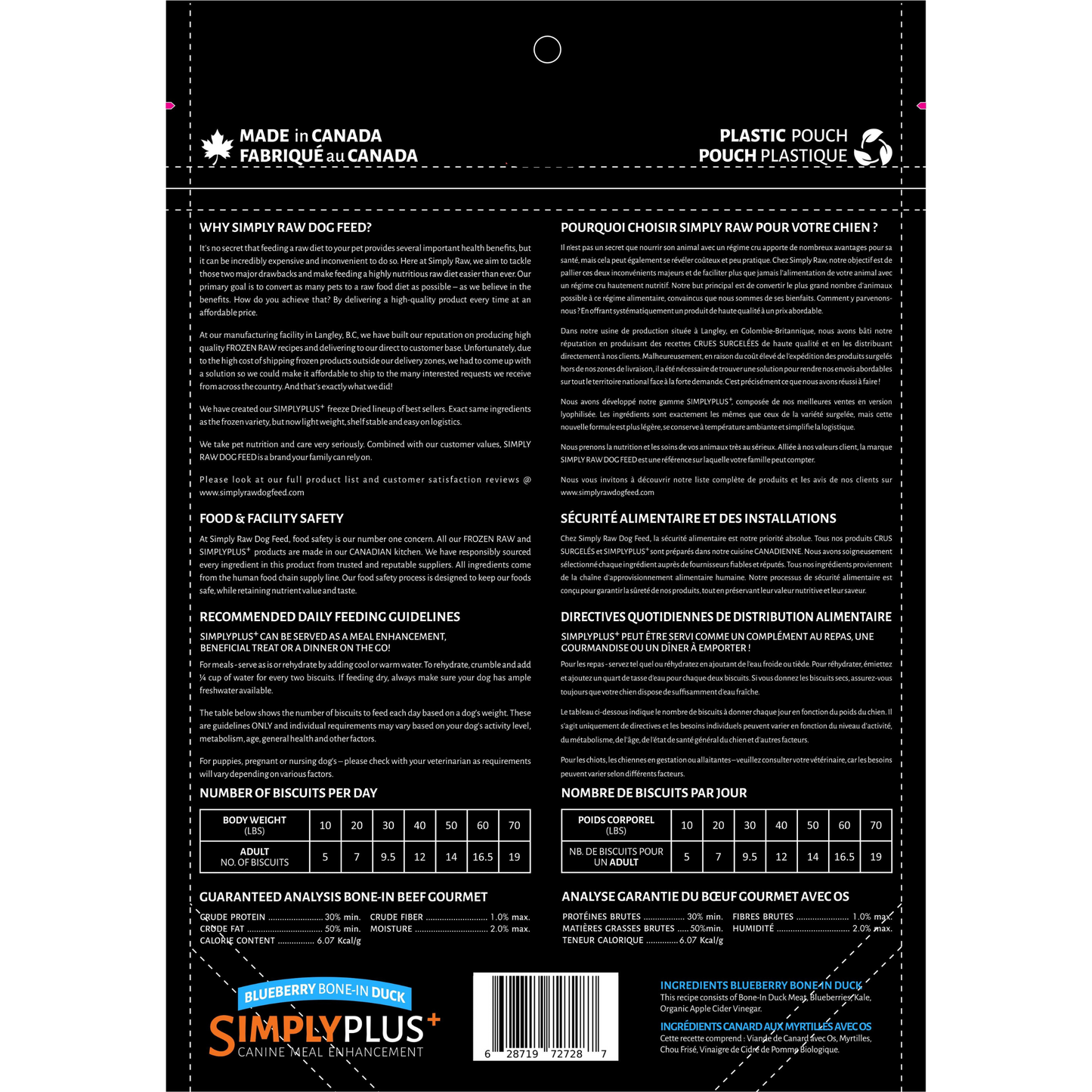 Simply Plus+ Freeze Dried Blueberry Bone-in Duck